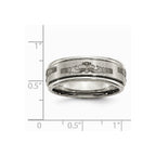 Chisel Titanium Ridged Edge 8mm Laser Design Brushed and Polished Wedding Band