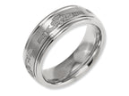 Chisel Titanium Ridged Edge 8mm Laser Design Brushed and Polished Wedding Band
