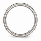 Chisel Titanium Ridged Edge 8mm Laser Design Brushed and Polished Wedding Band