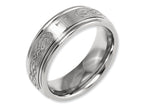 Chisel Titanium Ridged Edge 8mm Laser Design Brushed and Polished Wedding Band