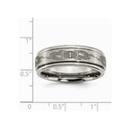 Chisel Titanium Ridged Edge 8mm Laser Design Brushed and Polished Wedding Band