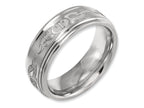 Chisel Titanium Ridged Edge 8mm Laser Design Brushed and Polished Wedding Band