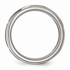 Chisel Titanium Ridged Edge 8mm Laser Design Brushed and Polished Wedding Band