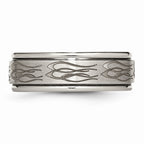 Chisel Titanium Ridged Edge 8mm Laser Design Brushed and Polished Wedding Band