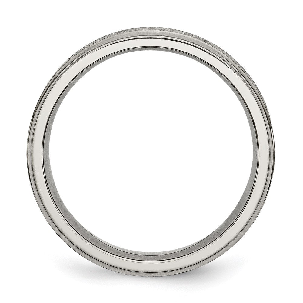 Chisel Titanium Ridged Edge 6mm Satin And Polished Wedding Band