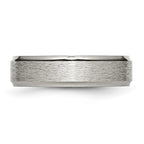 Chisel Titanium Ridged Edge 6mm Satin And Polished Wedding Band
