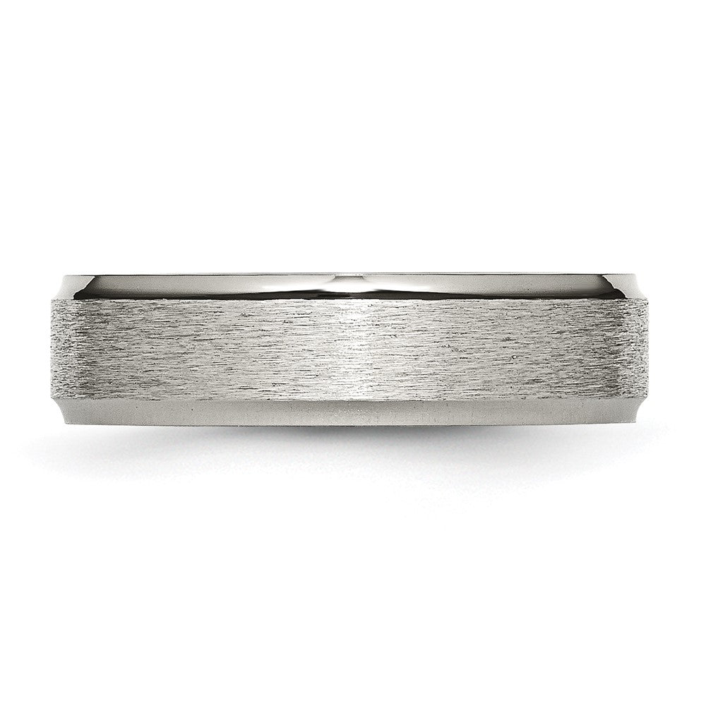 Chisel Titanium Ridged Edge 6mm Satin And Polished Wedding Band