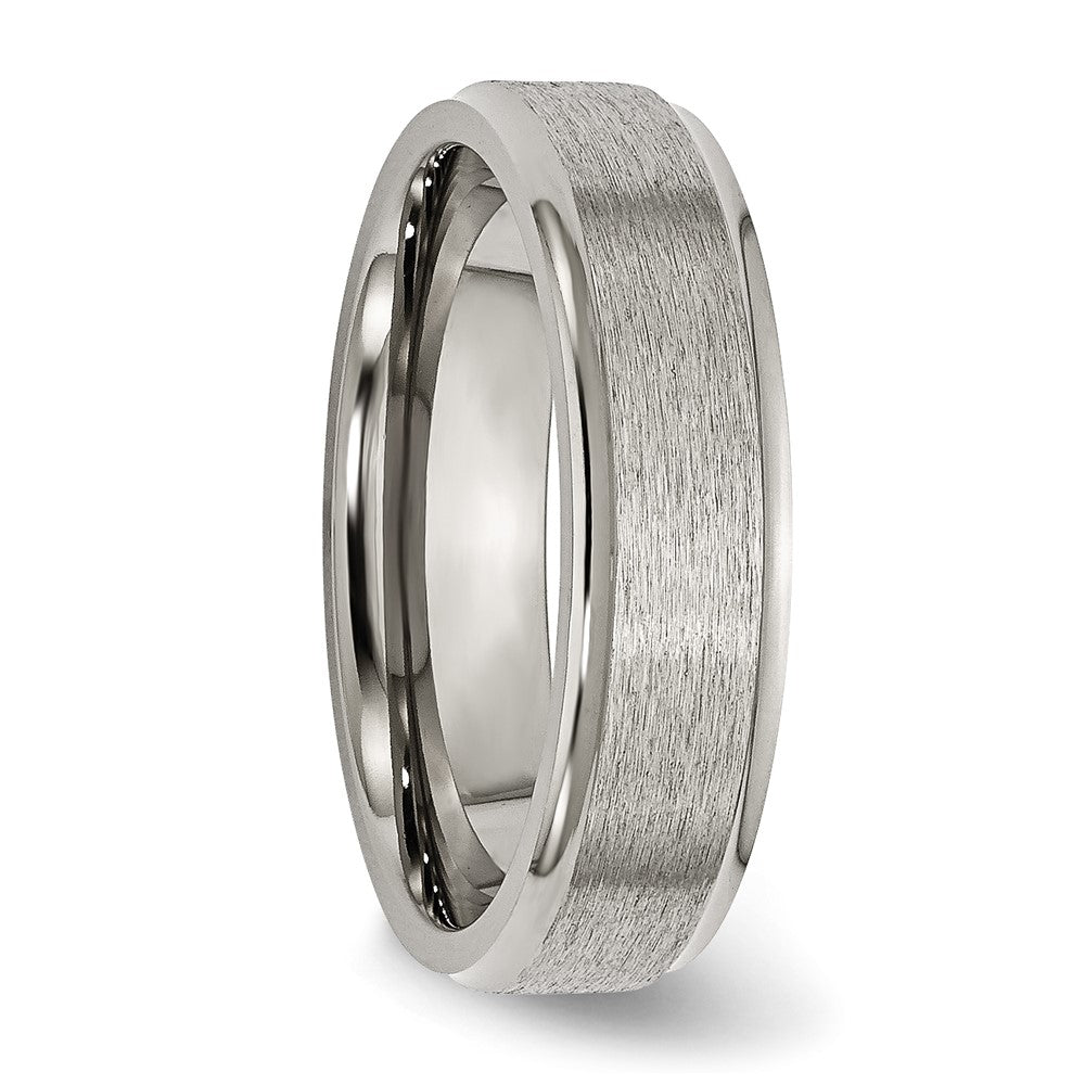 Chisel Titanium Ridged Edge 6mm Satin And Polished Wedding Band
