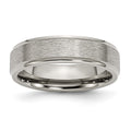 Chisel Titanium Ridged Edge 6mm Satin And Polished Wedding Band