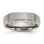 Chisel Titanium Ridged Edge 6mm Satin And Polished Wedding Band