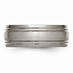 Chisel Titanium Grooved 8mm Satin Wedding Band