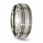 Chisel Titanium Grooved 8mm Satin Wedding Band