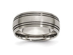 Chisel Titanium Grooved 8mm Satin Wedding Band
