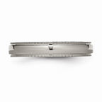Chisel Titanium Grooved And Beaded Edge 4mm Polished Wedding Band
