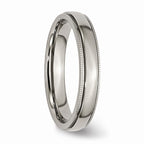 Chisel Titanium Grooved And Beaded Edge 4mm Polished Wedding Band