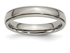 Chisel Titanium Grooved And Beaded Edge 4mm Polished Wedding Band