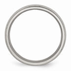 Chisel Titanium Grooved And Beaded Edge 6mm Polished Wedding Band