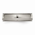 Chisel Titanium Grooved And Beaded Edge 6mm Polished Wedding Band