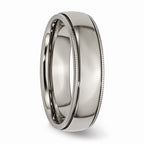 Chisel Titanium Grooved And Beaded Edge 6mm Polished Wedding Band
