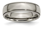 Chisel Titanium Grooved And Beaded Edge 6mm Polished Wedding Band