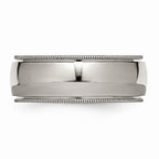 Chisel Titanium Grooved And Beaded Edge 8mm Polished Wedding Band