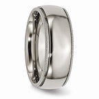 Chisel Titanium Grooved And Beaded Edge 8mm Polished Wedding Band
