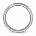 Chisel Titanium Grooved And Beaded Edge 6mm Polished Wedding Band
