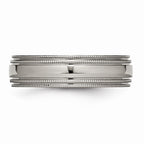 Chisel Titanium Grooved And Beaded Edge 6mm Polished Wedding Band