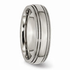 Chisel Titanium Grooved And Beaded Edge 6mm Polished Wedding Band