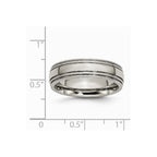 Chisel Titanium Grooved And Beaded Edge 6mm Polished Wedding Band