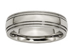 Chisel Titanium Grooved And Beaded Edge 6mm Polished Wedding Band