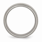 Chisel Titanium Grooved And Beaded Edge 8mm Polished Wedding Band