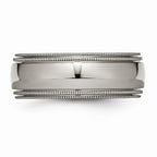 Chisel Titanium Grooved And Beaded Edge 8mm Polished Wedding Band