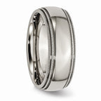 Chisel Titanium Grooved And Beaded Edge 8mm Polished Wedding Band