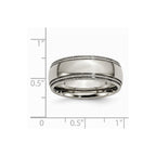 Chisel Titanium Grooved And Beaded Edge 8mm Polished Wedding Band