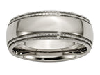 Chisel Titanium Grooved And Beaded Edge 8mm Polished Wedding Band