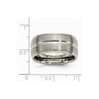 Chisel Titanium Grooved Ridged Edge 10mm Brushed And Polished Wedding Band