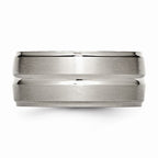 Chisel Titanium Grooved Ridged Edge 10mm Brushed And Polished Wedding Band