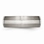 Chisel Titanium Grooved 7mm Sterling Silver Inlay Brushed/polished Wedding Band