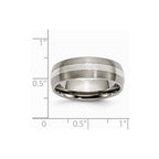 Chisel Titanium Grooved 7mm Sterling Silver Inlay Brushed/polished Wedding Band