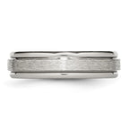 Chisel Titanium Grooved Edge 6mm Satin And Polished Wedding Band