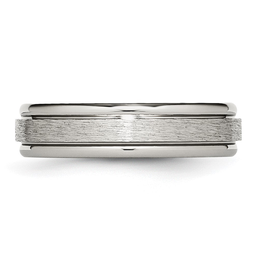 Chisel Titanium Grooved Edge 6mm Satin And Polished Wedding Band