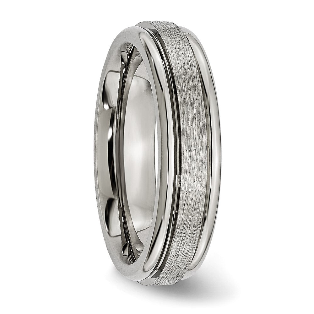 Chisel Titanium Grooved Edge 6mm Satin And Polished Wedding Band