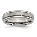 Chisel Titanium Grooved Edge 6mm Satin And Polished Wedding Band