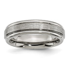 Chisel Titanium Grooved Edge 6mm Satin And Polished Wedding Band