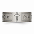 Chisel Titanium Cross Design Flat 8mm Brushed Wedding Band