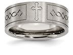 Chisel Titanium Cross Design Flat 8mm Brushed Wedding Band