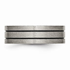 Chisel Titanium Black Enamel Flat Grooved 7mm Brushed Wedding Band