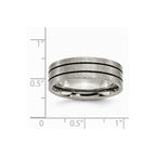 Chisel Titanium Black Enamel Flat Grooved 7mm Brushed Wedding Band