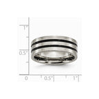Chisel Titanium Enameled Grooved Flat 8mm Polished Wedding Band